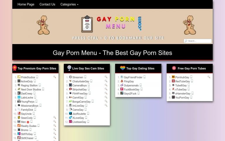 Gay Porn Menu - top Porn Sites Directory List